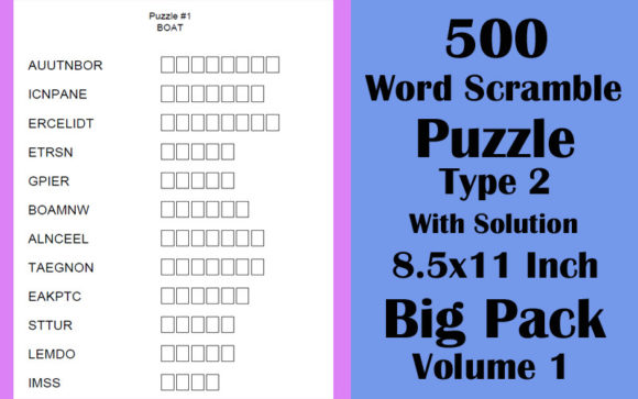 500 Word Scramble KDP Type2 8.5x11 V 1: A Comprehensive Puzzle Book for All Ages