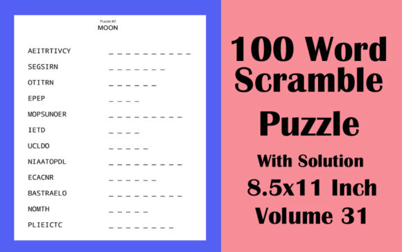 Unlocking Creativity and Fun with 100 Word Scramble Puzzle 8.5x11 KDP V 31